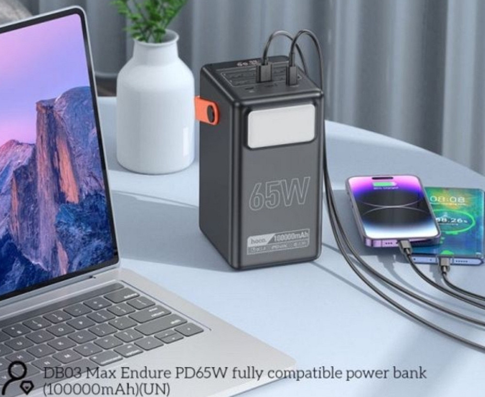 Power bank 65w для ноутбука Hoco DB03 Max 100000mah павербанк. Киев - изображение 2