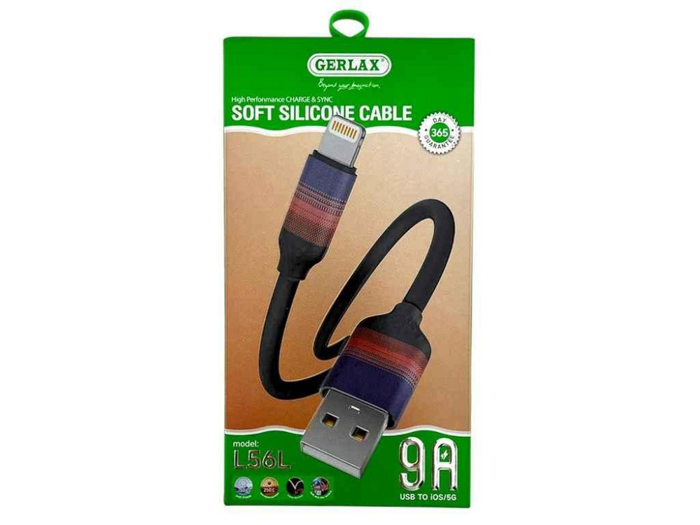 Кабель USB - Lightning iPhone L56L 9А силіконовий чорний 1м 28467 ТМ Gerlax Київ - фото 1