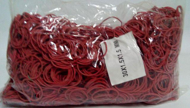 Резинки для денег канцелярские Plast №30 красные, банковские фиксирующие резинки для купюр 1.5 мм, 1 кг (1 пачка) Харьков - изображение 2