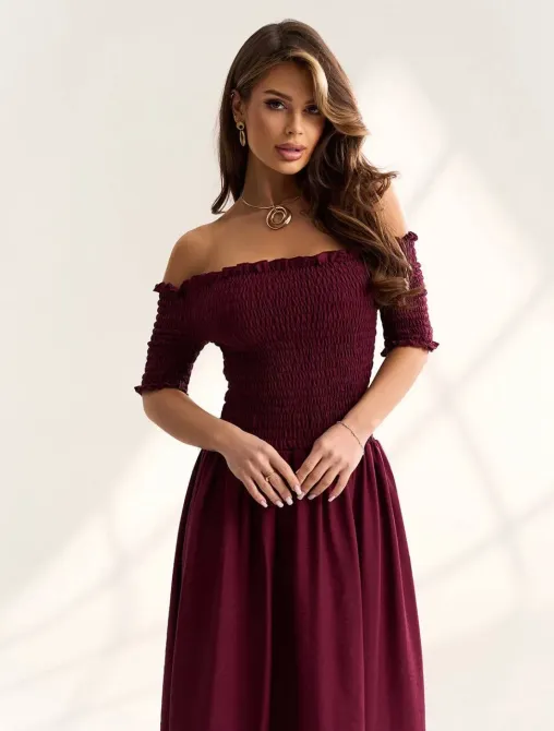 Платье макси с открытыми плечами лен-котон с открытыми плечами Одесса - изображение 17