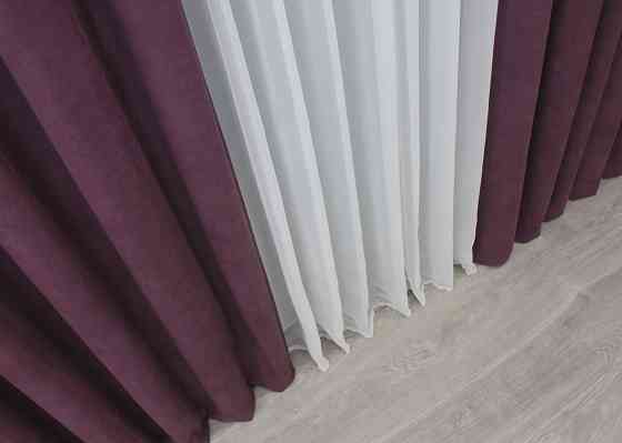 Шторная ткань нубук однотонный, Турция, цвет баклажановый 1519ш Киев