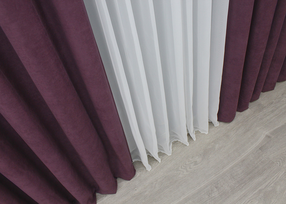 Шторная ткань нубук однотонный, Турция, цвет баклажановый 1519ш Киев - изображение 5