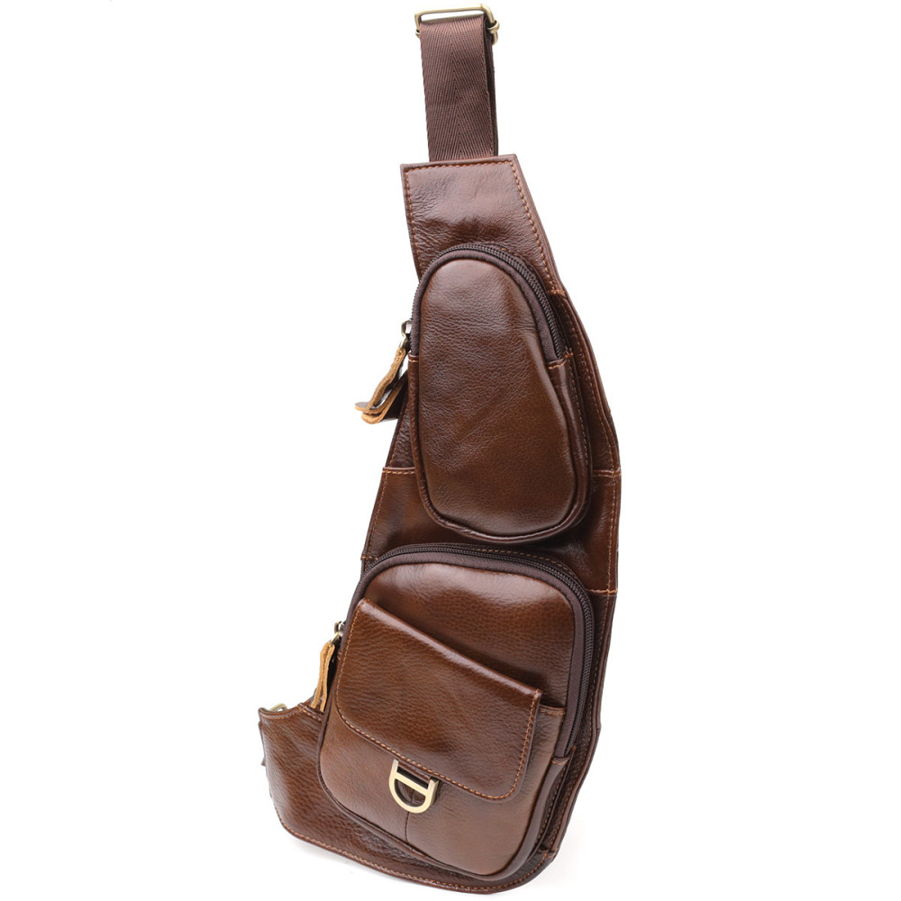 Мужская сумка через плечо из гладкой натуральной кожи Коричневый (Vintage) Киев - изображение 5