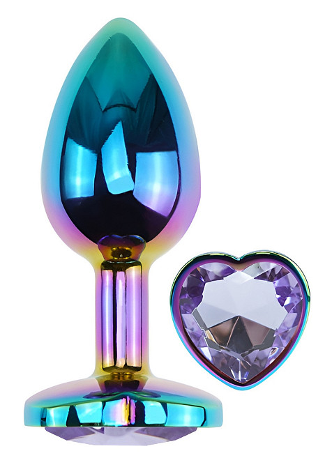 Анальна пробка з кристалом EGZO - Multicolor Heart Plug Amethyst size S Sex Aura Київ - фото 2