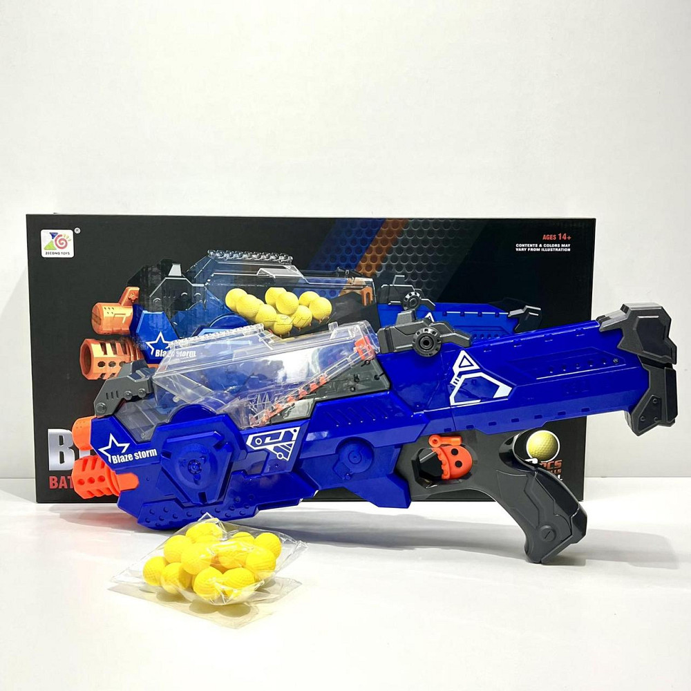 Автомат іграшковий на батарейці Ігровий Бластер стріляє м'якими кульками 56см Синій (ZC7109) Чернигов - изображение 2