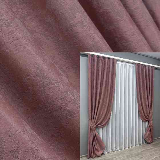 Комплект готовых штор VR-Textil Жаккард Sultan YL № 1209ш Малиново-серый 150х270 см 2 шт (33-0044) Киев