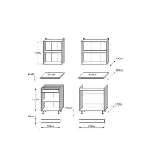 Кухня модульна Еверест Оптіма набір №2 Дуб крафт золотий+Антрацит 2 м (без стільниці) (DTM-5695) Львів