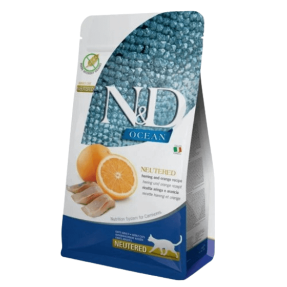 Беззерновий сухий корм Farmina N&D Ocean Herring & Orange Neutered для стерилізованих кішок і кастрованих котів з оселедцем та апельсином 300  Київ