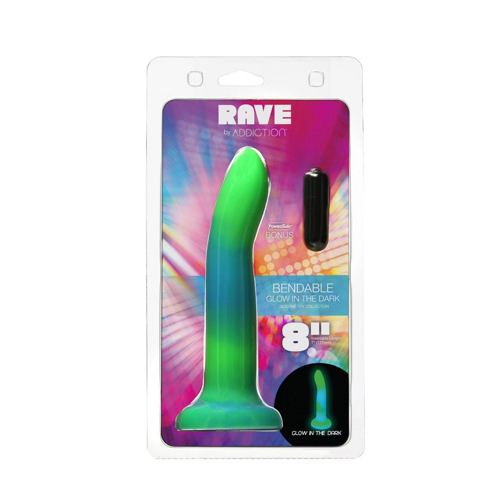 Светящийся в темноте фаллоимитатор ADDICTION Rave 8″ Glow in the Dark Dildo Blue Green, 20,3 см Sex Aura Киев - изображение 8