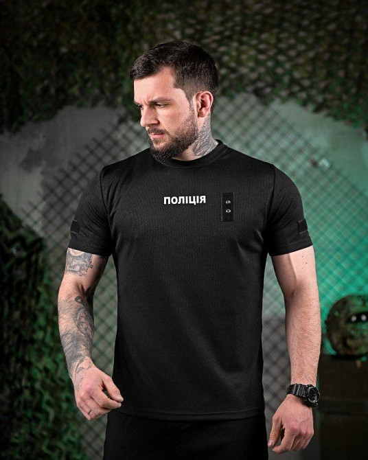 Футболка полиция black ВТ6013 Одесса - изображение 3