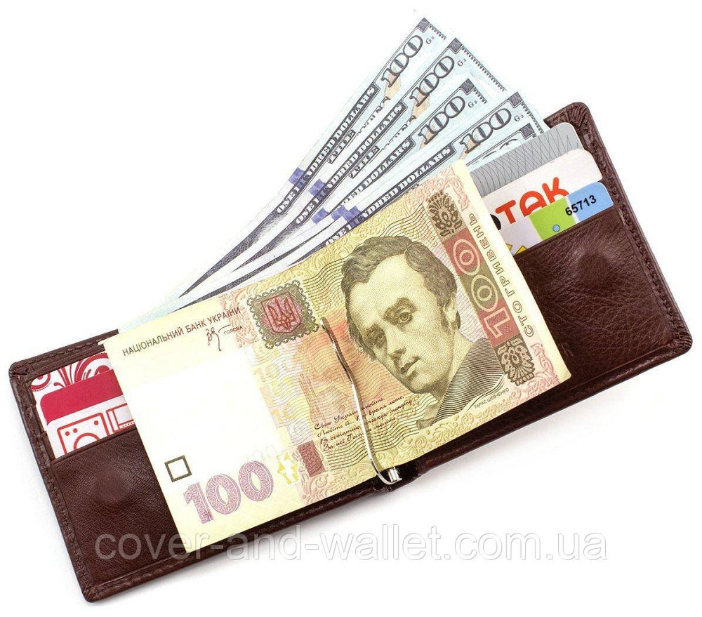 Маленький чоловічий гаманець із затискачем на магнітах із гладкої шкіри ST Leather Київ - фото 9