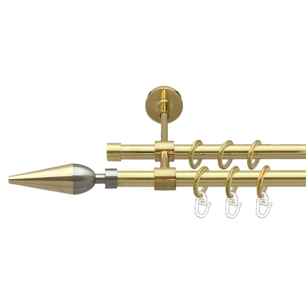 Карниз Orvit Лінея металевий дворядний закритий гладка труба кільце металеве Золото 16\16 мм 300 см Львов - изображение 1