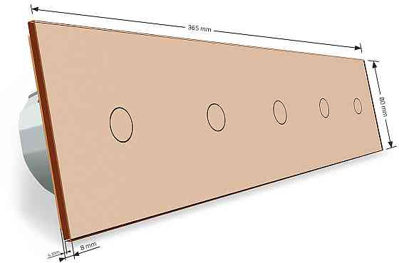 Розумний сенсорний ZigBee вимикач 5 сенсорів (1-1-1-1-1) Livolo золото скло (VL-C705Z-13) Коломыя