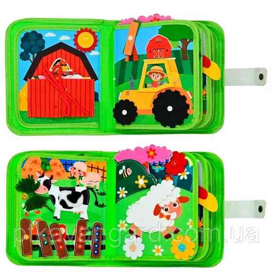 Книга-бізіборд фетрова "ферма" м'яка розвиваюча на липучках, пальчикові ігри 25008 Хмельницький