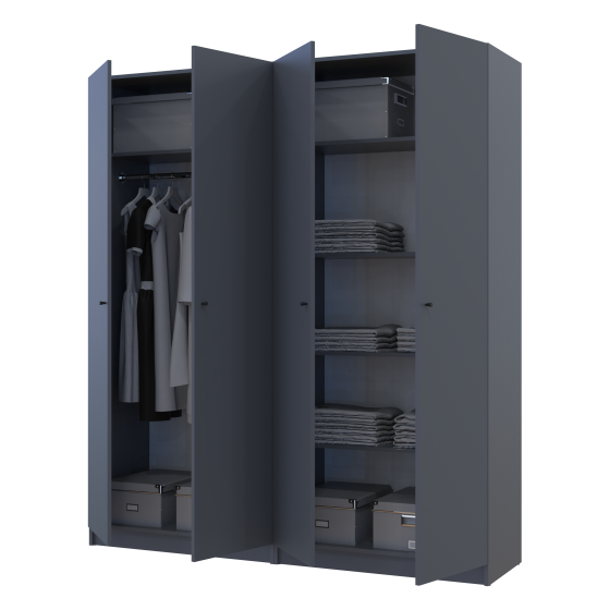 Комплект шаф для одягу з полицями Doros Промо (2 шт.) 180х48х204 см Графіт (DRS-011463) Львів