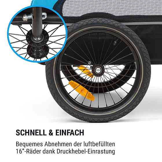 Велосипедний причіп для собак Husky приблизно 250 л 600D полотно Оксфорд синій (Німеччина, читати опис) Рівне