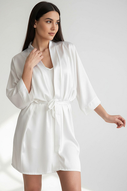 Комплект ночная рубашка с халатом Белый L Харьков - изображение 6