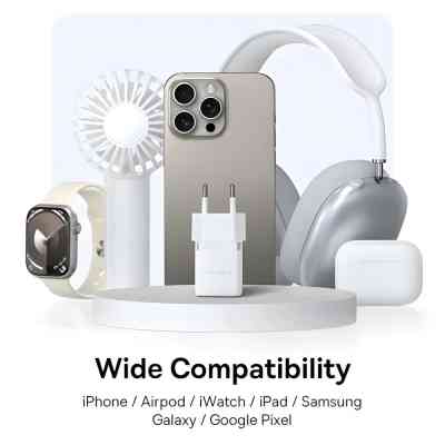 Зарядний пристрій Baseus 1xUSB-C 20W + 1xUSB white + cable USB-C to USB-C 60W 1.0m (P10111608213-01) Вінниця