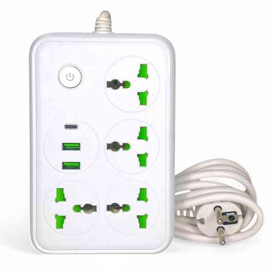 Сетевой фильтр 2м,2500Вт (4х220В+2хUSB+1хType-C),T60 SBR Киев