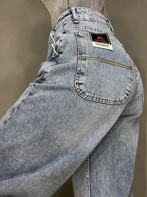 Джинсы женские SESSANTA 8403 skater jeans широкие бананы косые карманы высокая посадка стрейчевые св Одесса - изображение 2