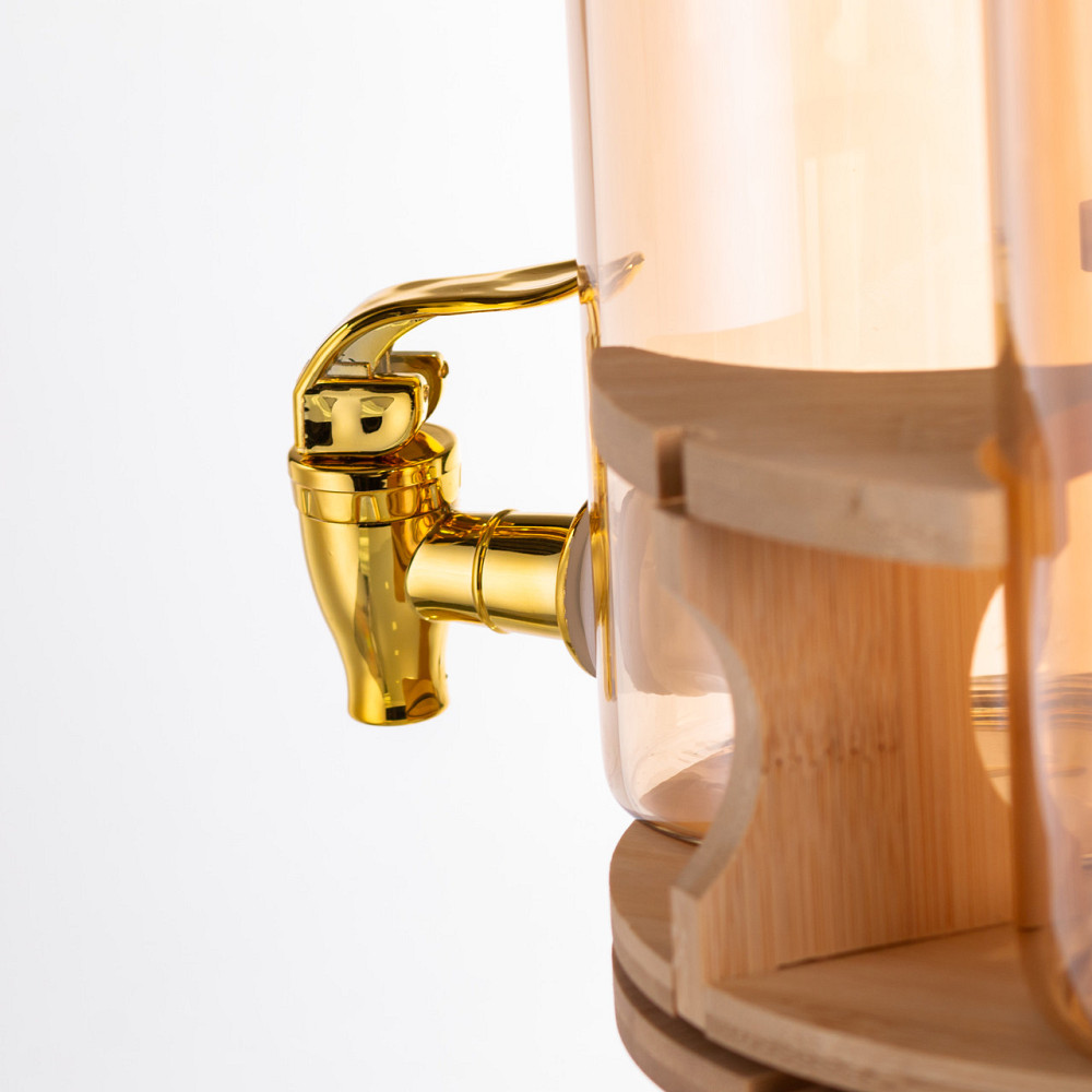 Yiwu Лимонадниця скляна 3в1 на підставці із золотими кранами 5.5 л HP-34-28 Коломыя - изображение 10