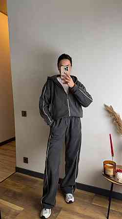 Жіночий теплий костюм двійка з кантом двосторонній фліс Графіт, 42/44 Одеса