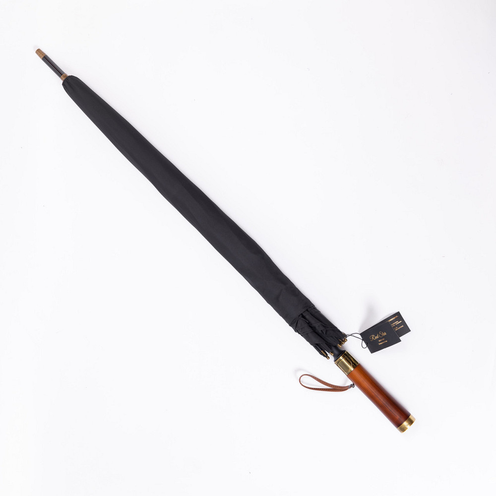 Класична парасолька-тростина напівавтомат з поліестеру 8 спиць діаметр 124 см Чорна HP-23-6B Київ - фото 4