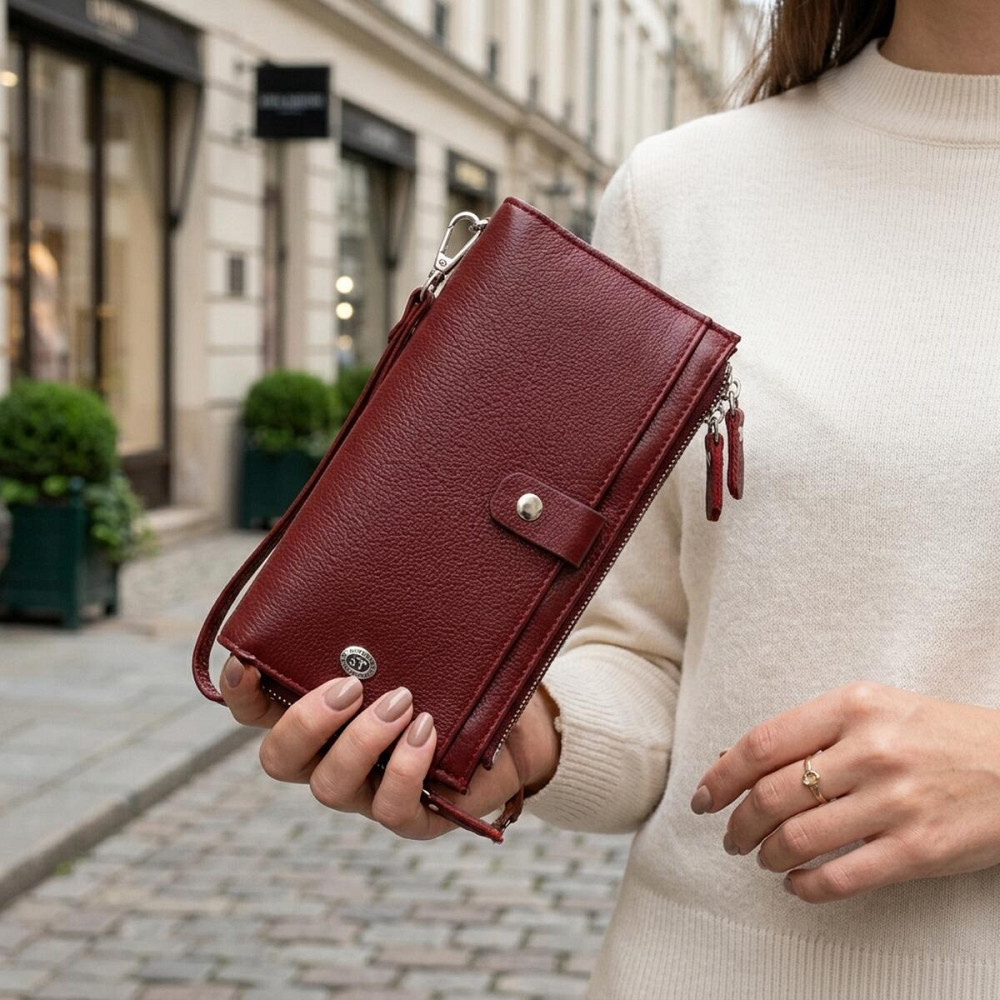 Стильный и яркий женский кошелек-клатч ST Leather 19433 Бордовый Киев - изображение 12