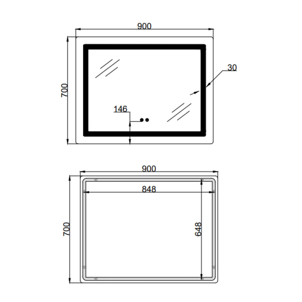 Дзеркало Lidz Kubis (KU2) 900х700 з LED-підсвіткою Touch, з антизапотіванням, з димером, рег. яскравості LD78LF904907048452 Київ - фото 2