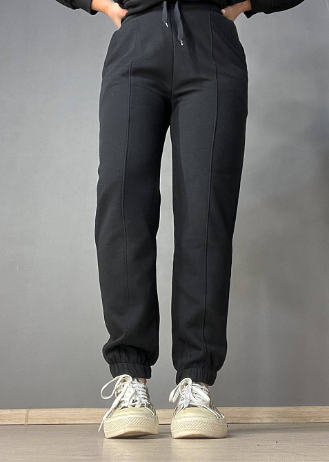 Штани жіночі Joggy 7631 спортивні джоггери трикотажні зі швом стрілкою попереду чорні, чорний, S Одеса - фото 7