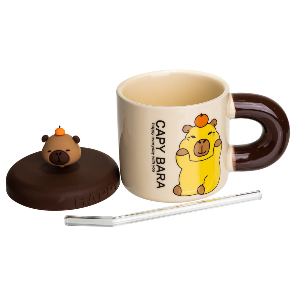 Кубок порцелянова з кришкою і трубочкою Капібара з апельсином 300 (мл) FM-27C Коломыя - изображение 2