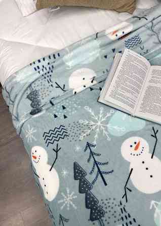 Плед-покривало Decorator WellSoft 150х210 см з різдвяним принтом Блакитний (87-283) Київ