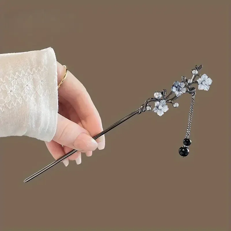 Заколка-шпилька для волос в стиле Ренессанс с цветами и подвесками – 19 см Киев - изображение 5