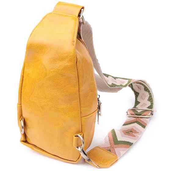 Удобная женская слинг сумка через плечо из экокожи Vintage sale_15118 Желтый Киев
