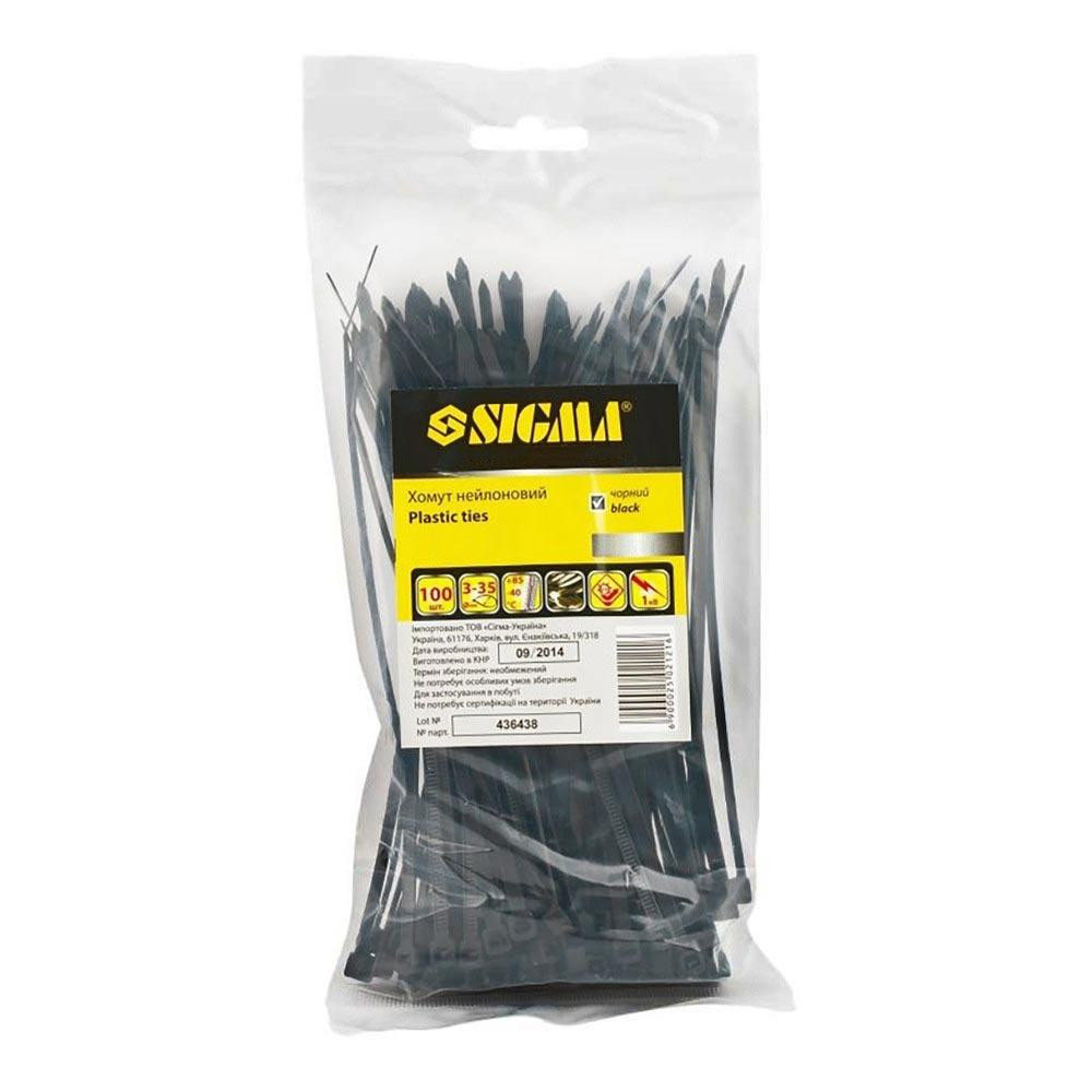 Хомут нейлон 2.5×100мм 100шт (чёрный) SIGMA (2502031) Киев - изображение 1