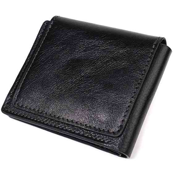 Гаманець унісекс із глянсової натуральної шкіри Чорний (GRANDE PELLE) Київ