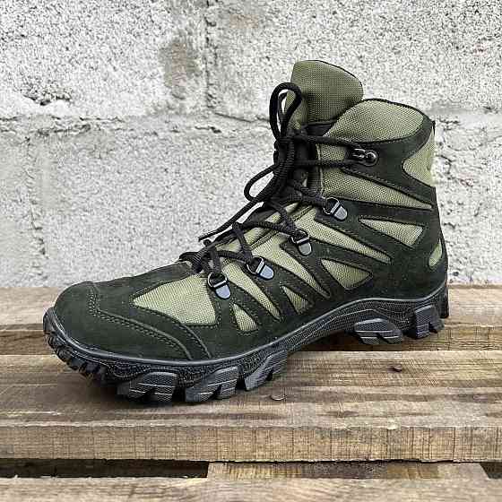 Тактические демисезонные ботинки зеленые, мужские, усиленный носок, кожа нубук, нескользящая подошва, прочные Львов