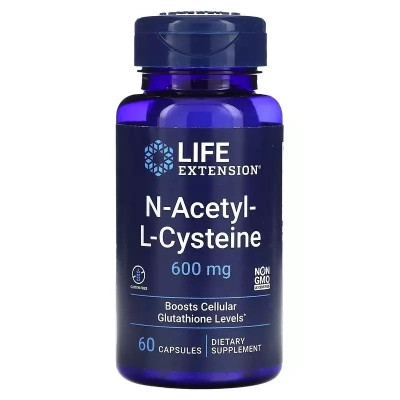 Амінокислота Life Extension N-ацетил-L-цистеїн, 600 мг, NAC N-Acetyl-L-Cysteine, 60 капсул (LEX-15436) Вінниця - фото 1