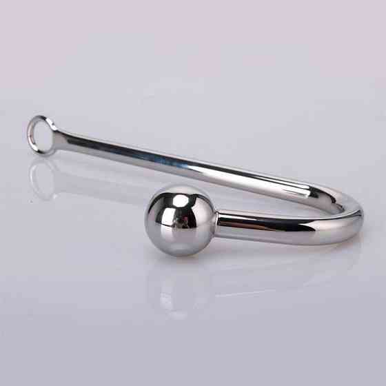 Сталевий анальний гак з кулею - Сріблястий - Анальні іграшки Вінниця