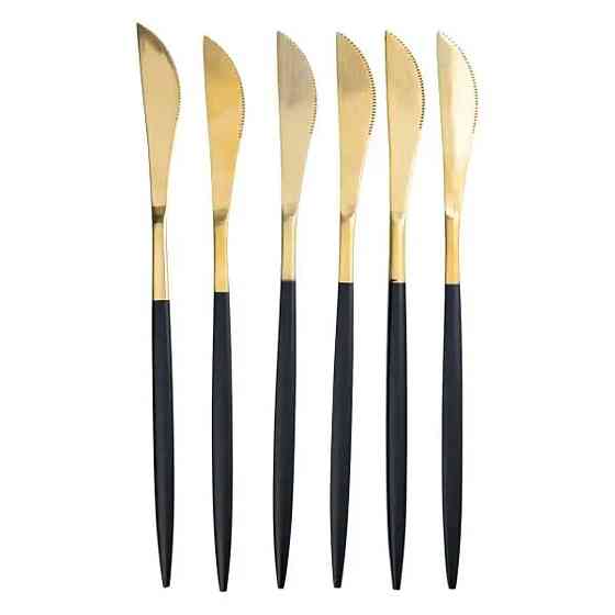 Набір столових ножів 6 шт. чорний з золотом 22,5 см Київ