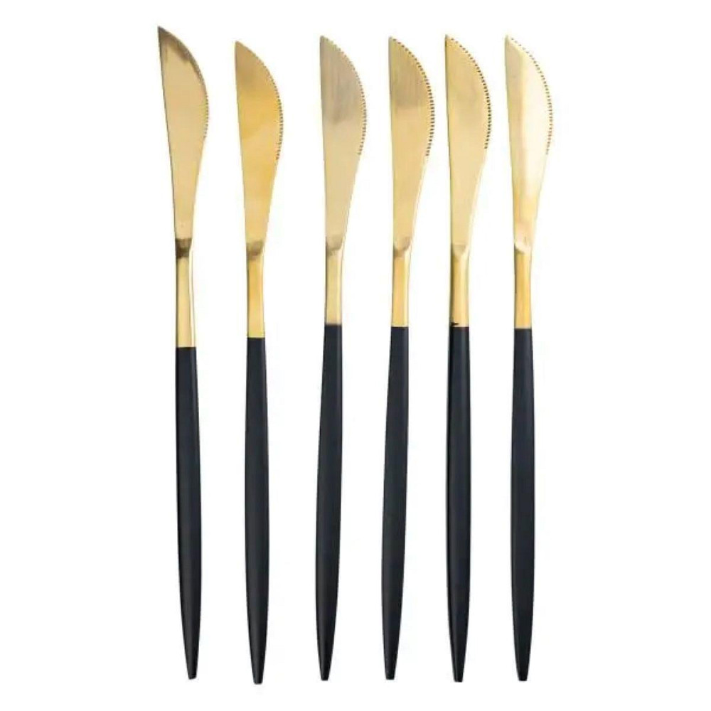 Набор столовых ножей 6 штук черно-золотой Киев - изображение 3