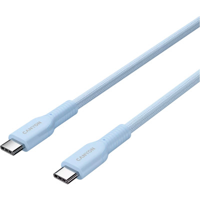 Дата кабель USB-C to USB-C 1.0m OnWire 60CL C-C 60W COLOR Braided 1m Light Blue Canyon (CND-CCAP60AB10LBL) Винница - изображение 3