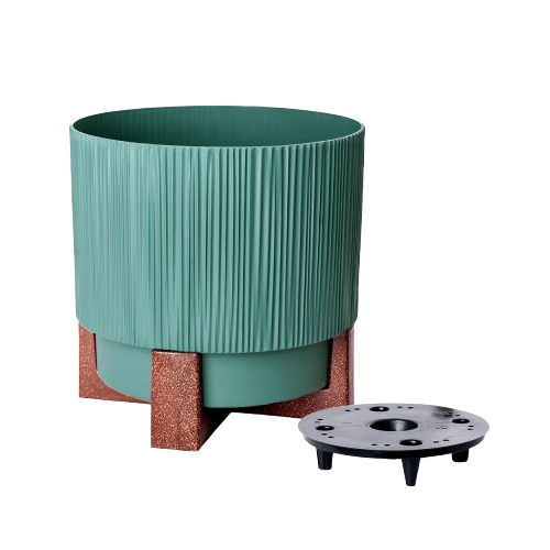 Вазон Осло зі вставкою та декоративною підставкою 12см зелений Алеана Житомир - изображение 2