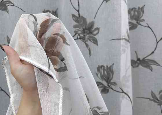 Тюль VR-Textil 1861т Flora Батист Белый с серым 300х270 см (42-0824) Киев