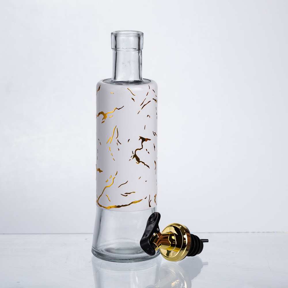 Бутилка для олії з дозатором 300 мл, білий мармур Київ - фото 3