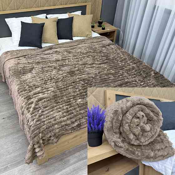 Плед-покривало смужка Шарпей 210х220 см (+-10см) Мокко (87-202) Київ