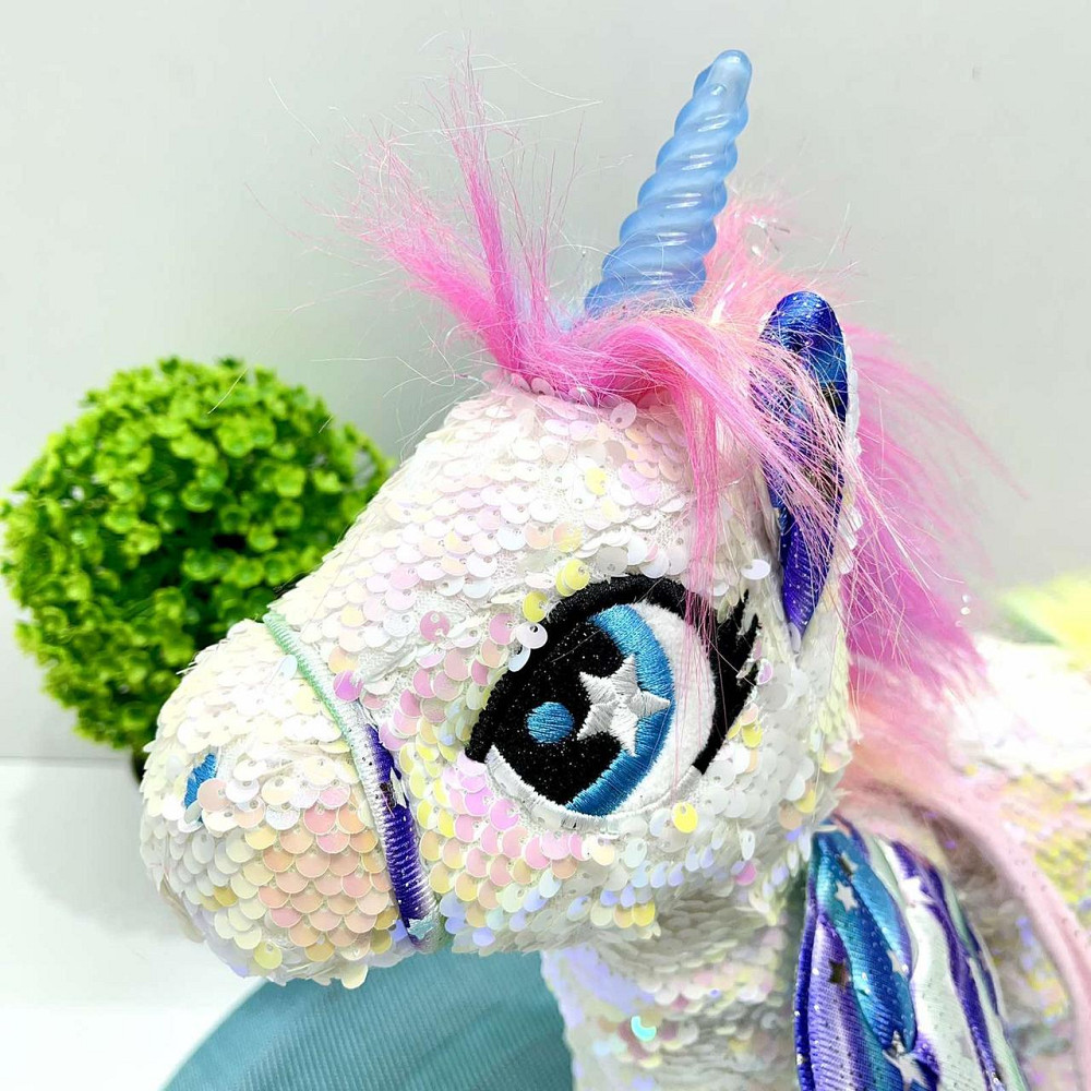 Іграшка м'яка інтерактивна Казкова конячка єдиноріг повідець звук світло Біла (M 6203 I UA) Чернигов - изображение 6