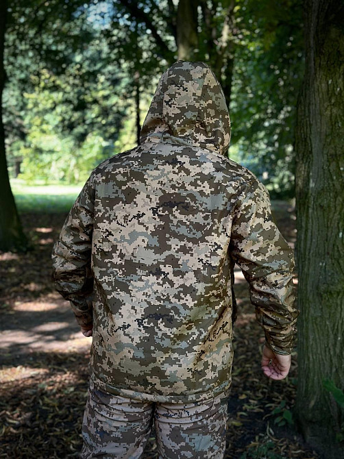 Чоловіча армійська демісезонна куртка піксель Soft Shell на Omni-Heat, військова куртка з капюшоном Львів - фото 10
