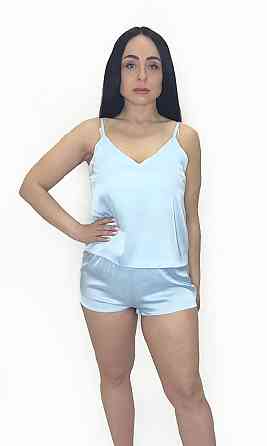 Піжама жіноча шовкова із шортами Блакитний 3XL Харків