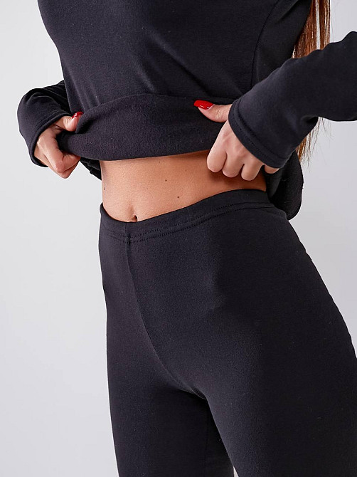 Жіноча повсякденна термобілизна хб джерсі на флісі Чорний, L-XL Одеса - фото 5